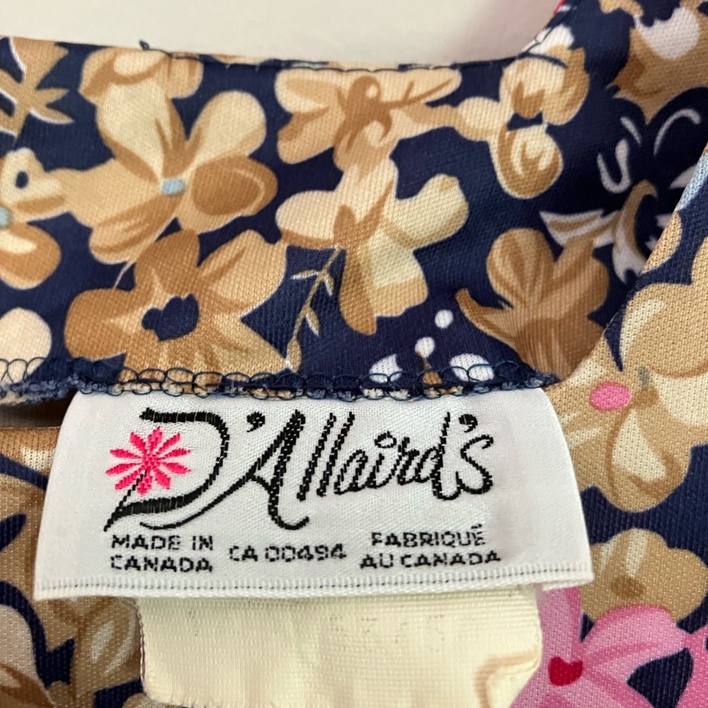 Vintage dress 70s 80s D’Allairds floral print square neck women’s size large - Picture 4 of 16